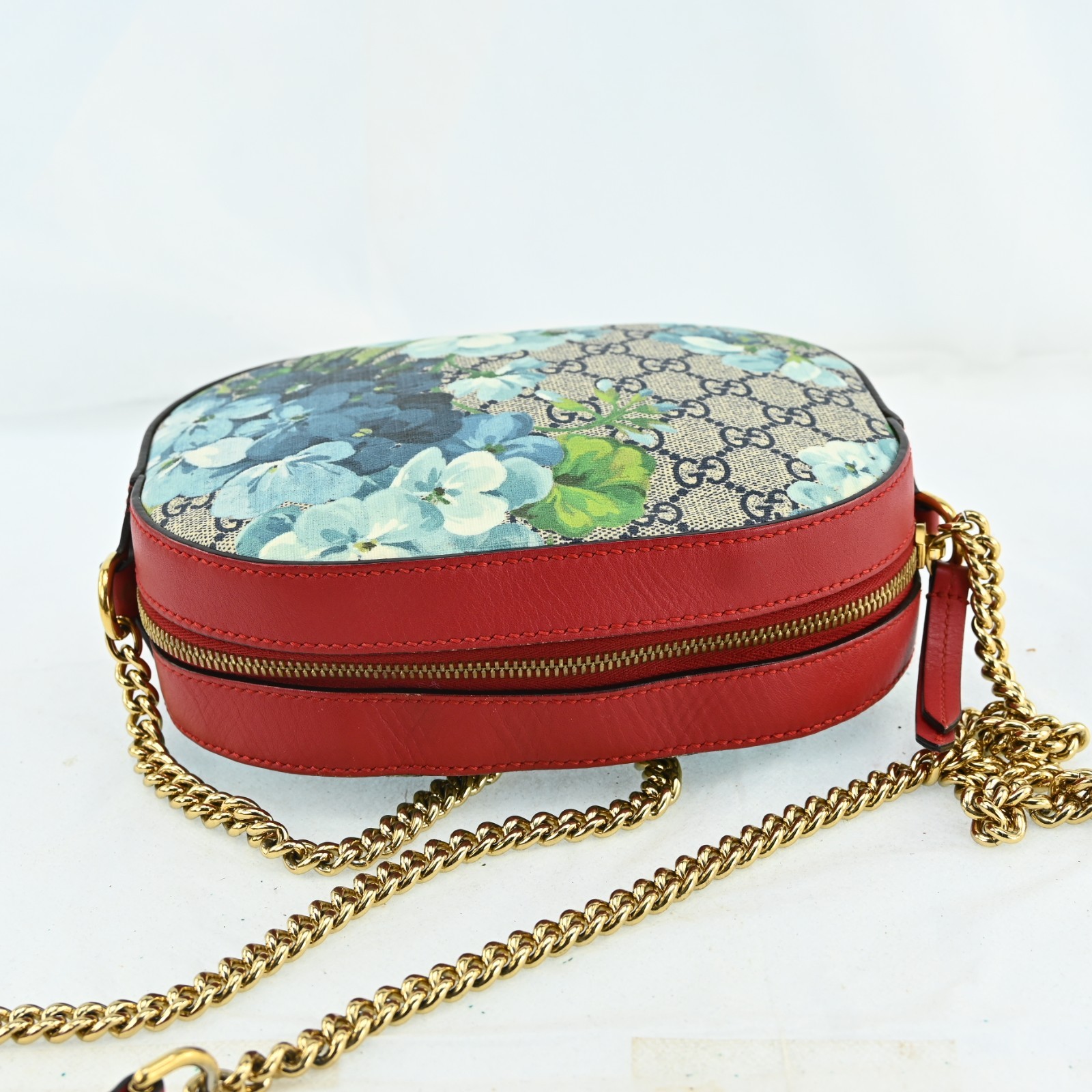 Gucci GG Blooms Supreme Chain Shoulder Bag Beige Red 546313 Crossbody C1683YA711
