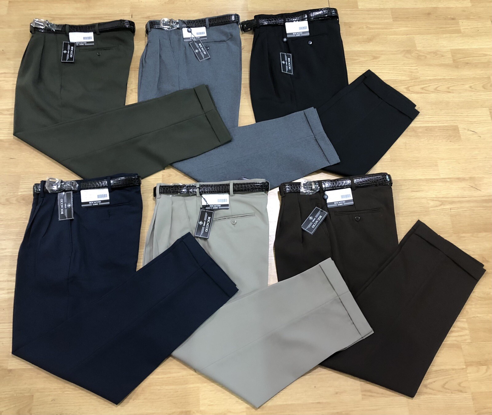 MEN’S PLEATED DRESS PANTS SLACKS TROUSERS BELTED CUFFED BOTTOMS SIZES 28 to 70