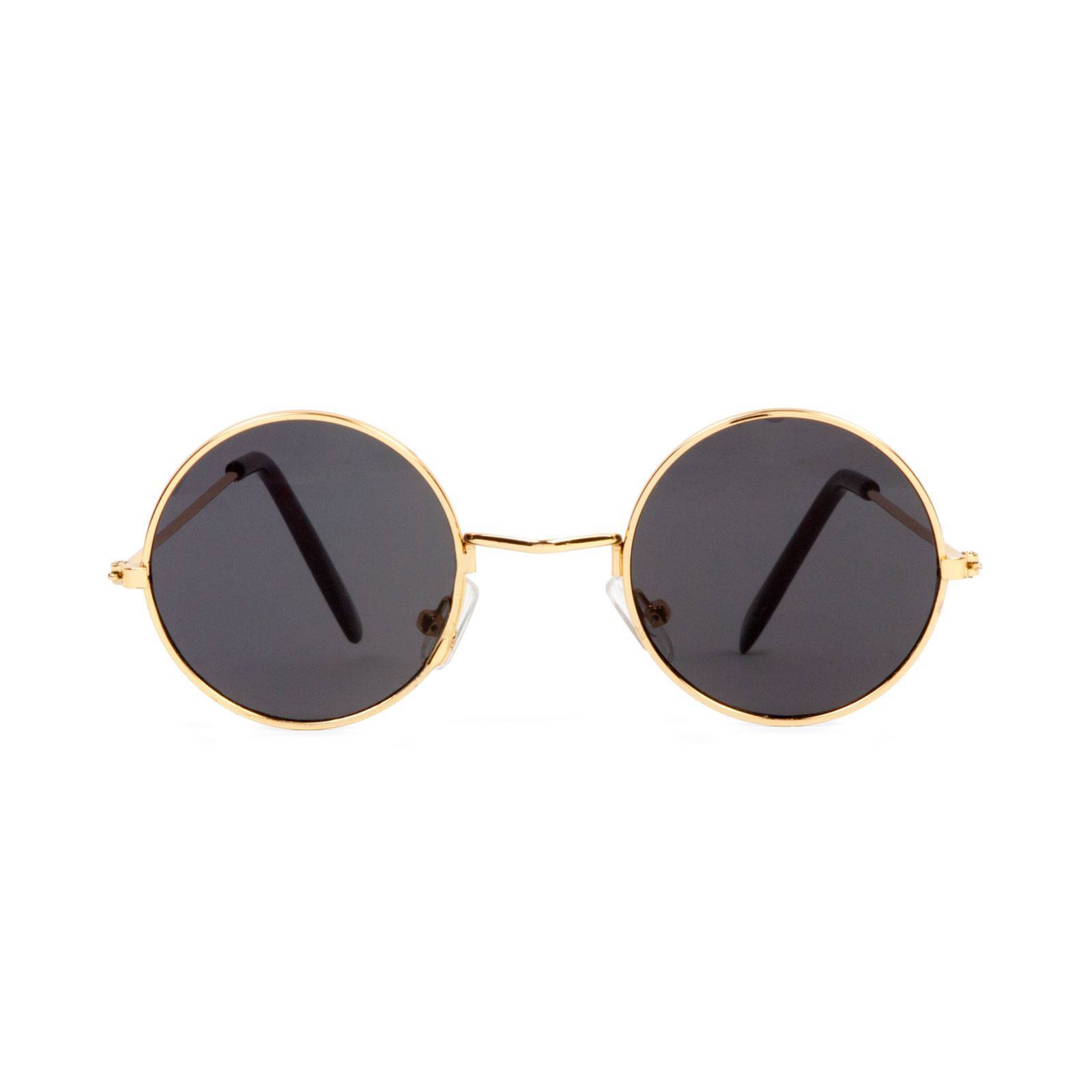 Circular Gold (50mm) Frame Black Lens Sunglasses