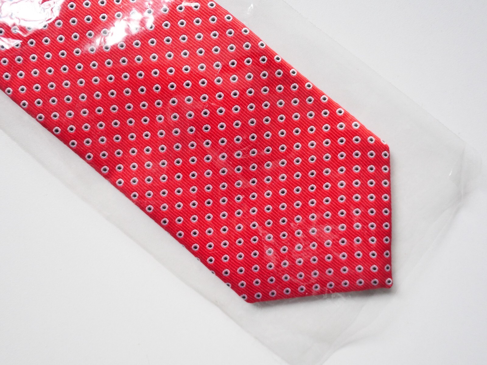 NEW ZENITH Silverking 100% Woven Jacquard Red Polka Dot Tie 57″x3″