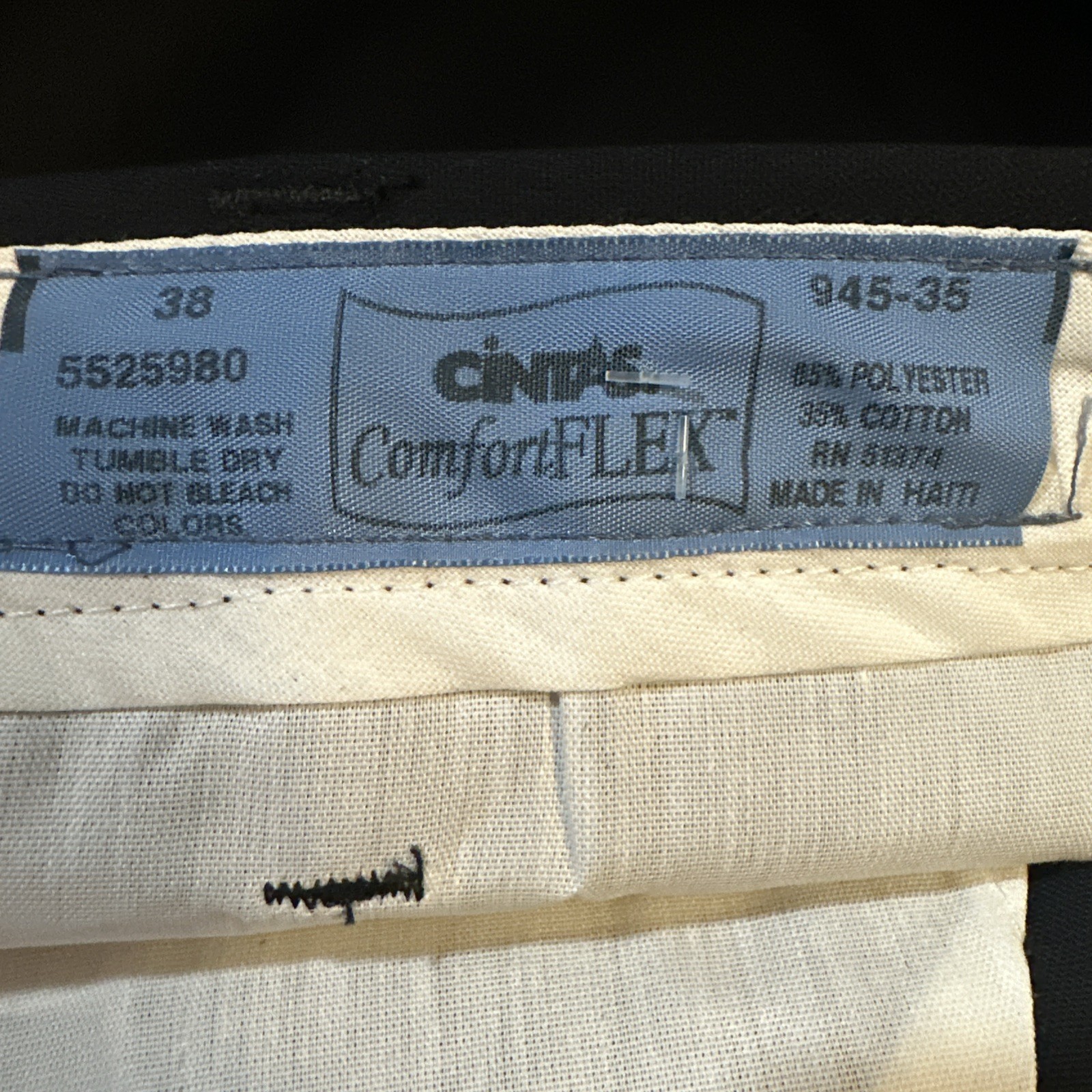 Lot 3 Cintas Comfort Flex Black Work Pants Size 38×30 #945-35 Very Comfortable