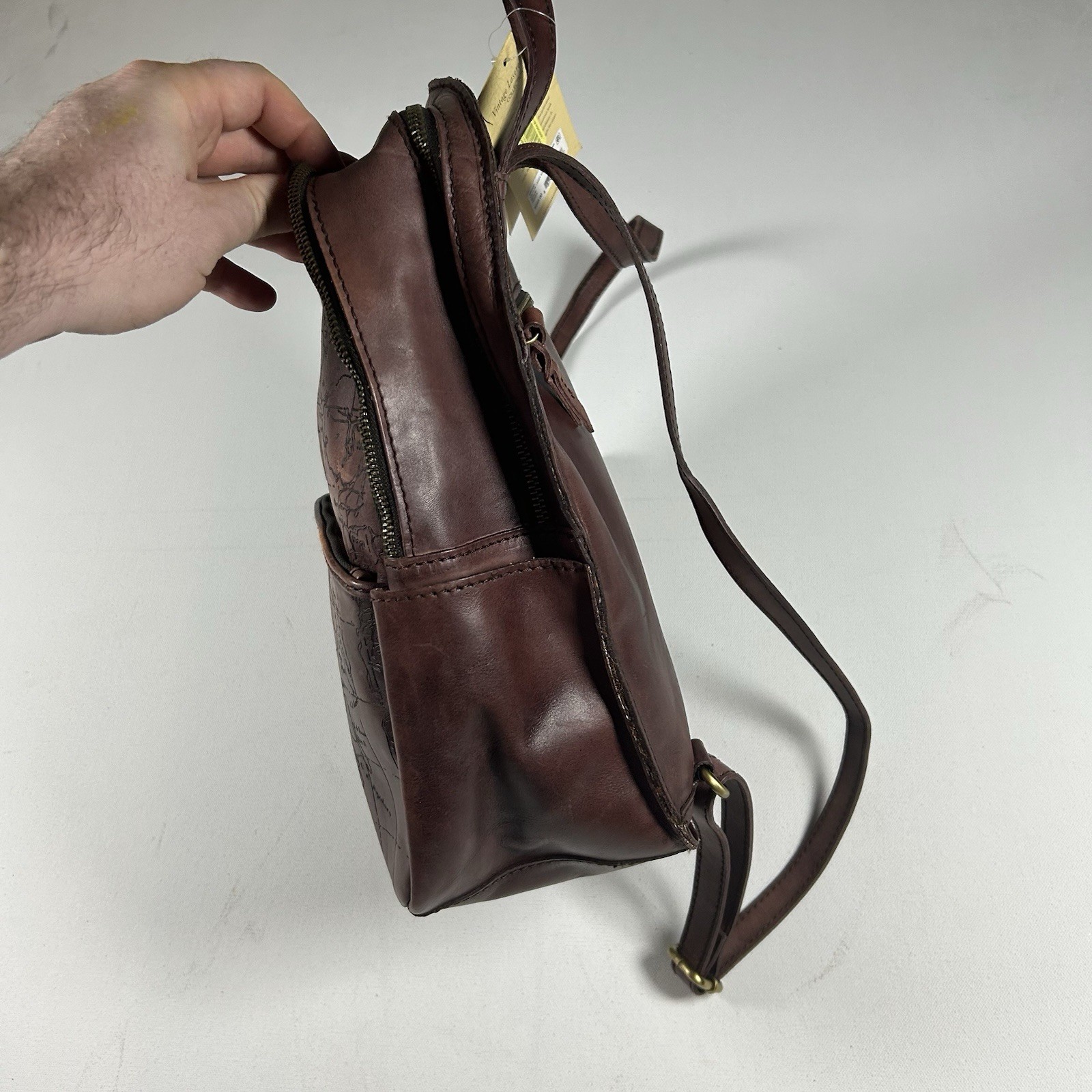 NWT Patricia Nash ITALIAN Leather Map Countries Western Backpack + Dust bag