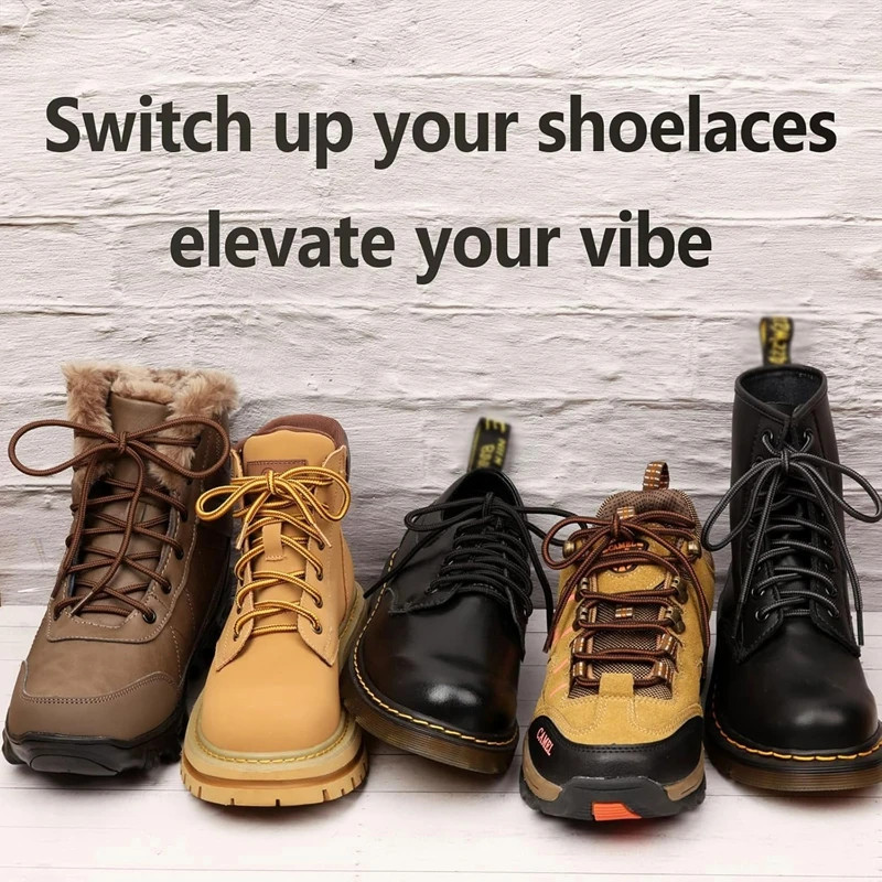 2Pair Classic Round Shoelaces for Sneakers Martin Boot Hiking Shoes Shoelace Oxf
