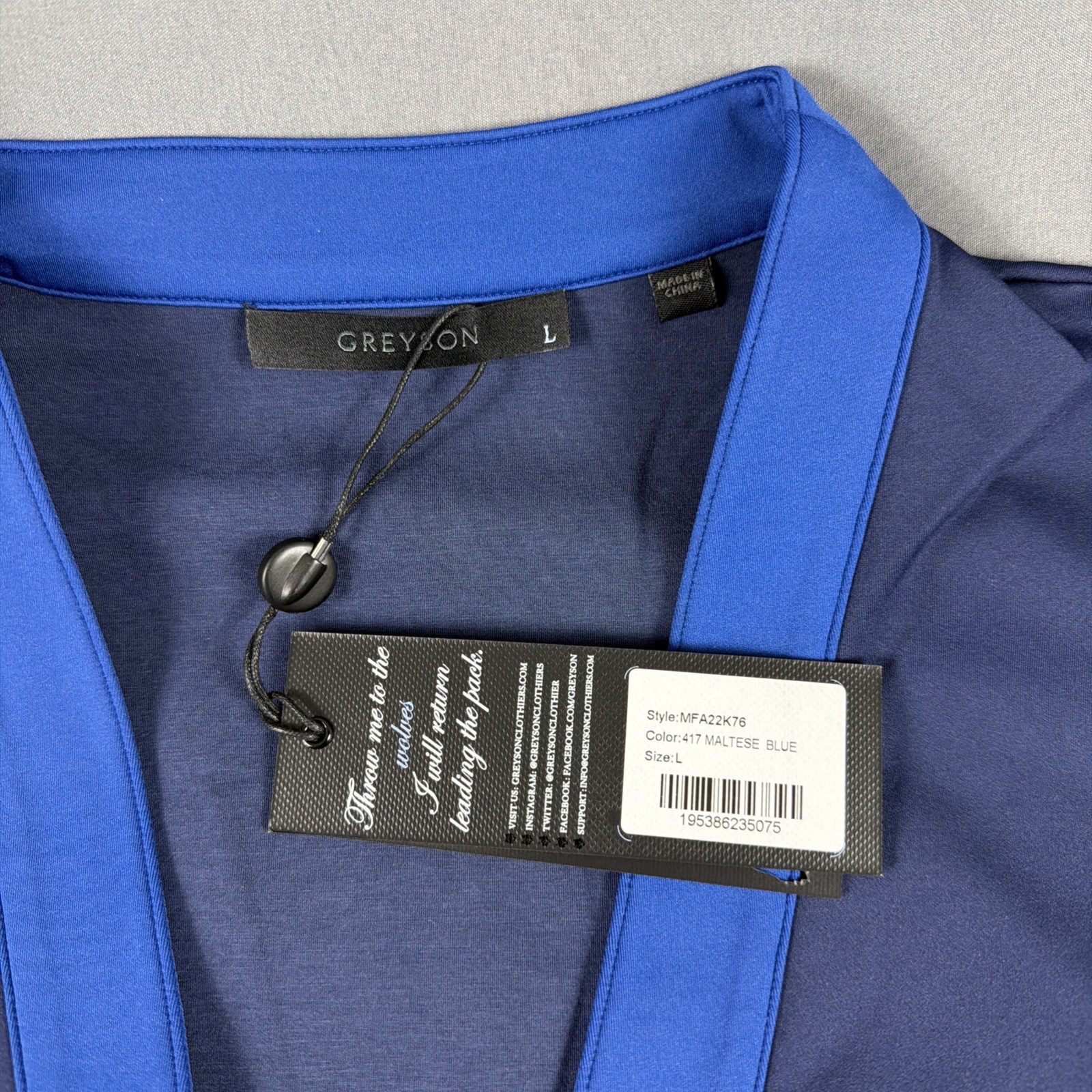 Greyson Sweater Cardigan Sequoia Large Maltese Blue Nylon Cotton NWT MSRP $268