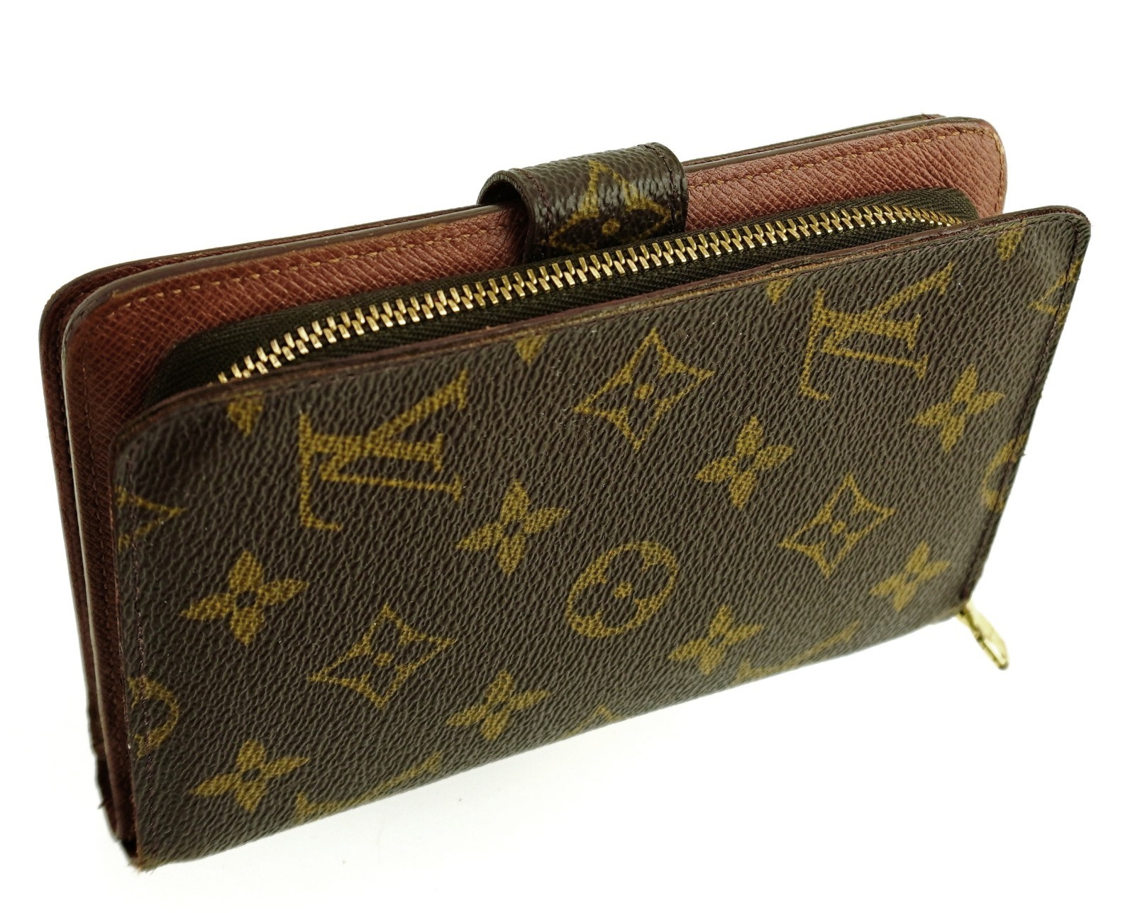 Authentic LOUIS VUITTON LV Monogram Canvas Leather Zippy Passport Clutch Wallet
