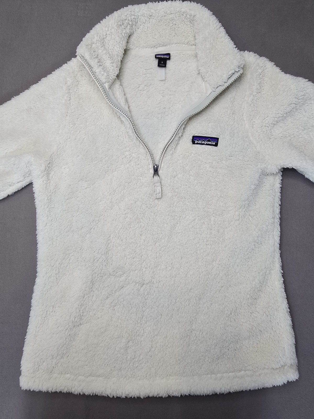 Patagonia Women’s Size S Los Gatos 1/4 Zip Fleece Pullover Ivory Sherpa EUC
