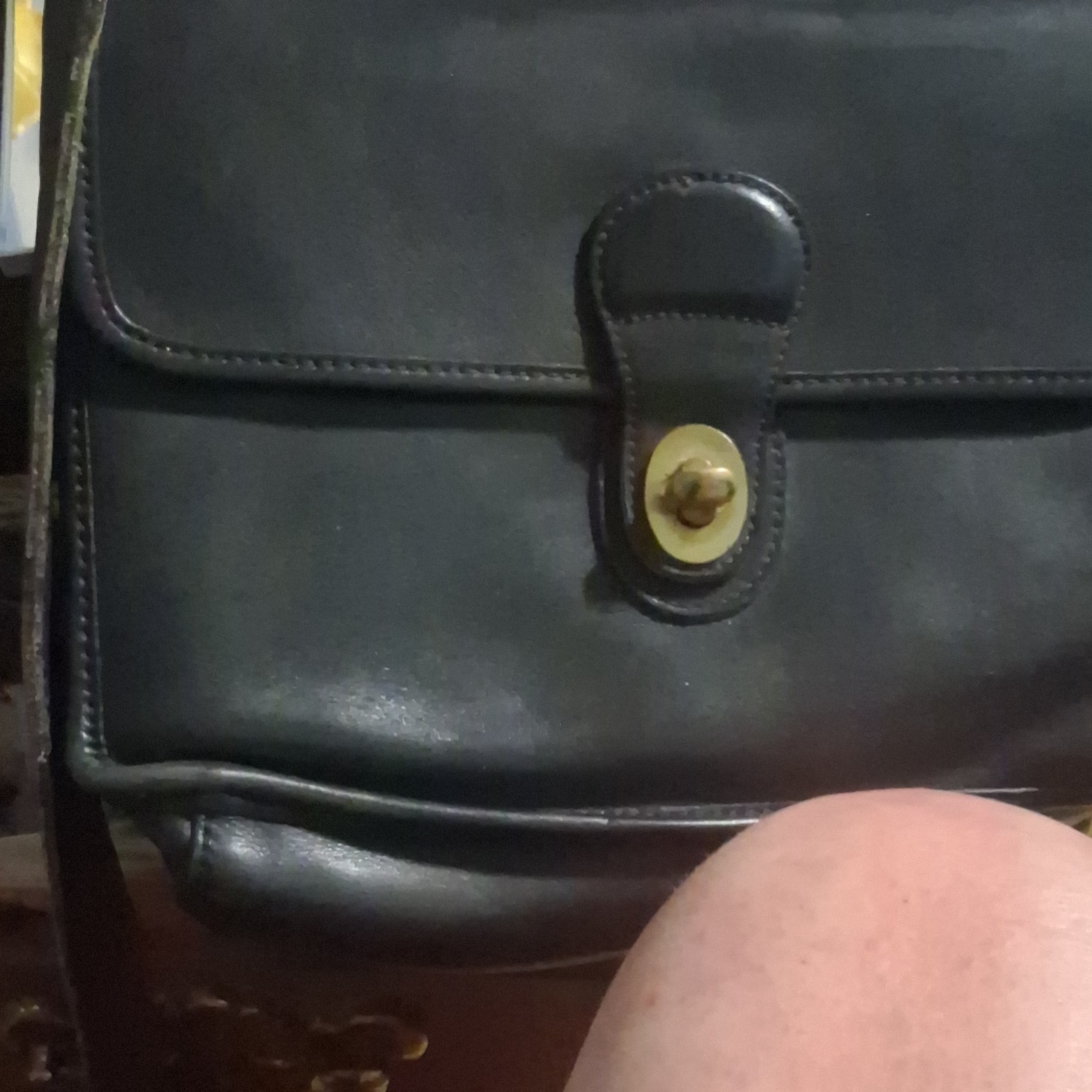 Coach Women’s Solid Black Crossbody Bag Gold Hardware Turn Lock Stitching