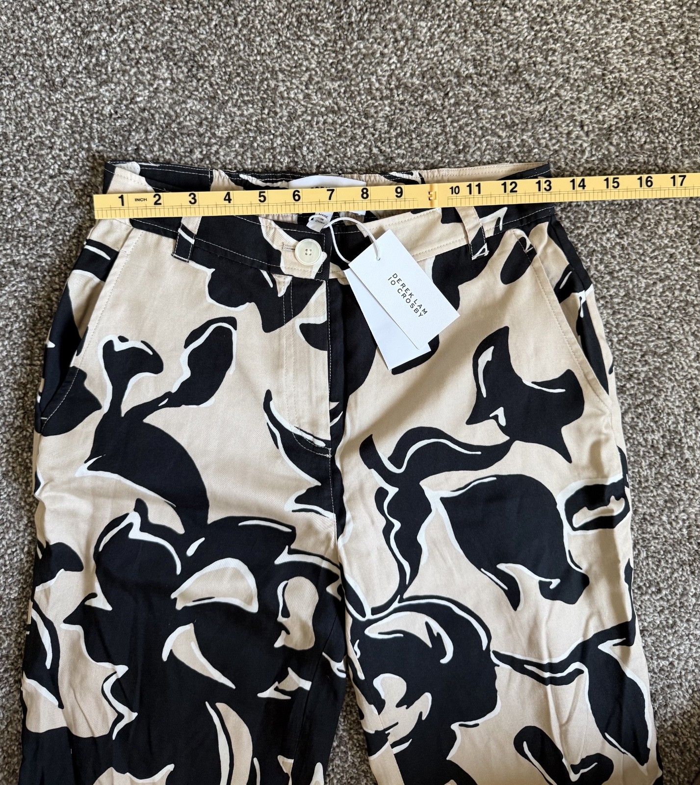 Derek Lam 10 Crosby Designer Slacks Cream & Black Wide-Leg Women’s Size 2