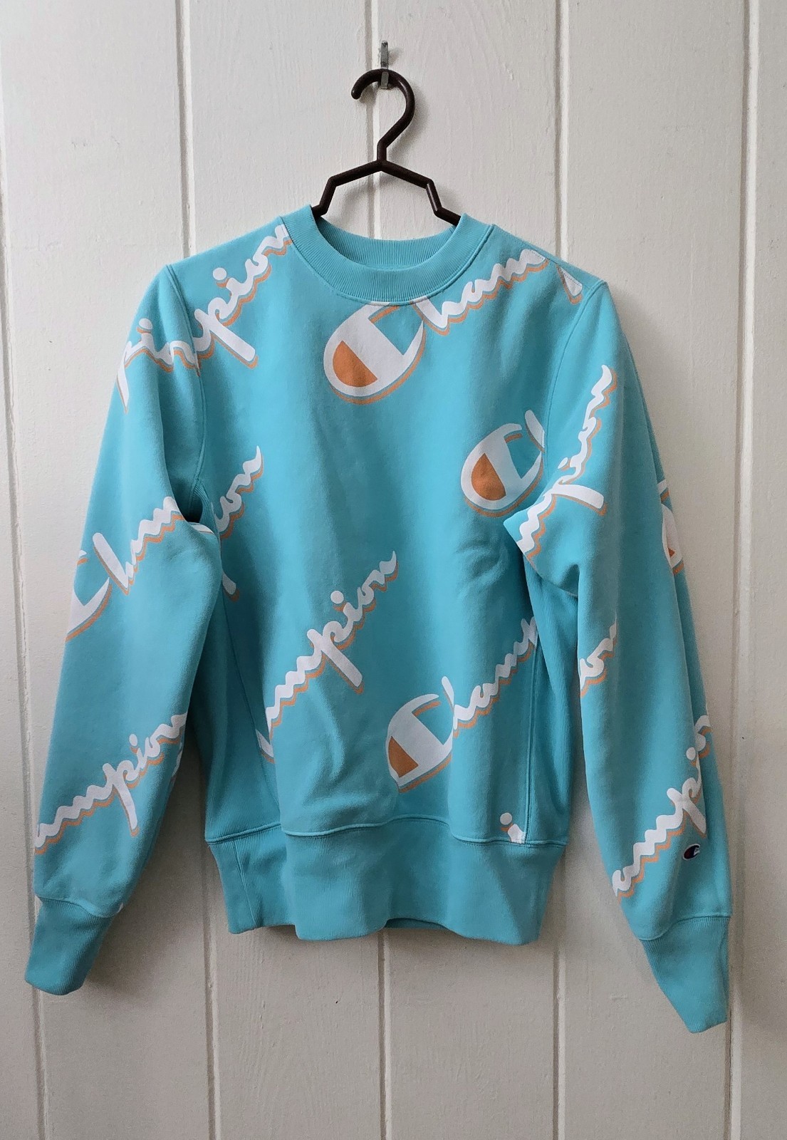 ​Champion Reverse Weave Sweatshirt Men’s Size Small Turquoise All Over Print New