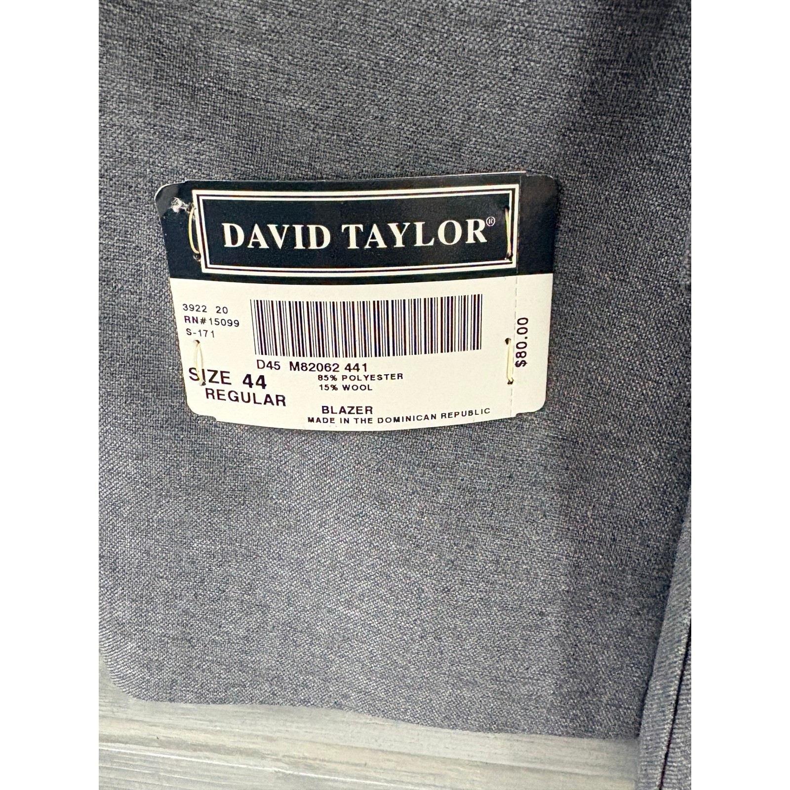 Vtg David Taylor Mens Gray Wool Blend Blazer Sport Coat 44R Gold Buttons NEW NWT