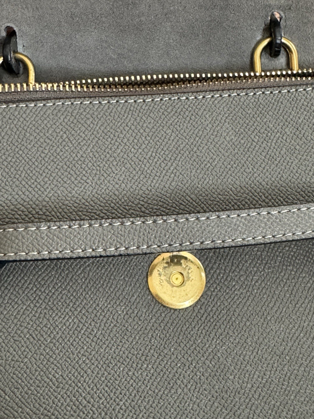 CELINE Gray Grained Nano Top Handle Bag strap is missing