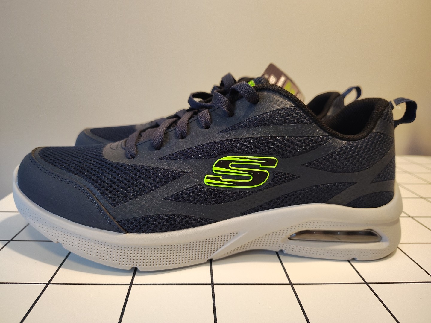 Skechers Mens Memory Foam Sneakers Size 9 Contours Foot Navy Blue Mesh Lace Up