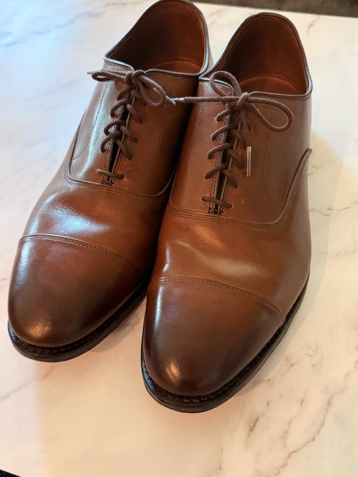 ALLEN EDMONDS Park Avenue Cap-Toe Oxfords 14 EEE Brown Leather Dress Shoes 2179