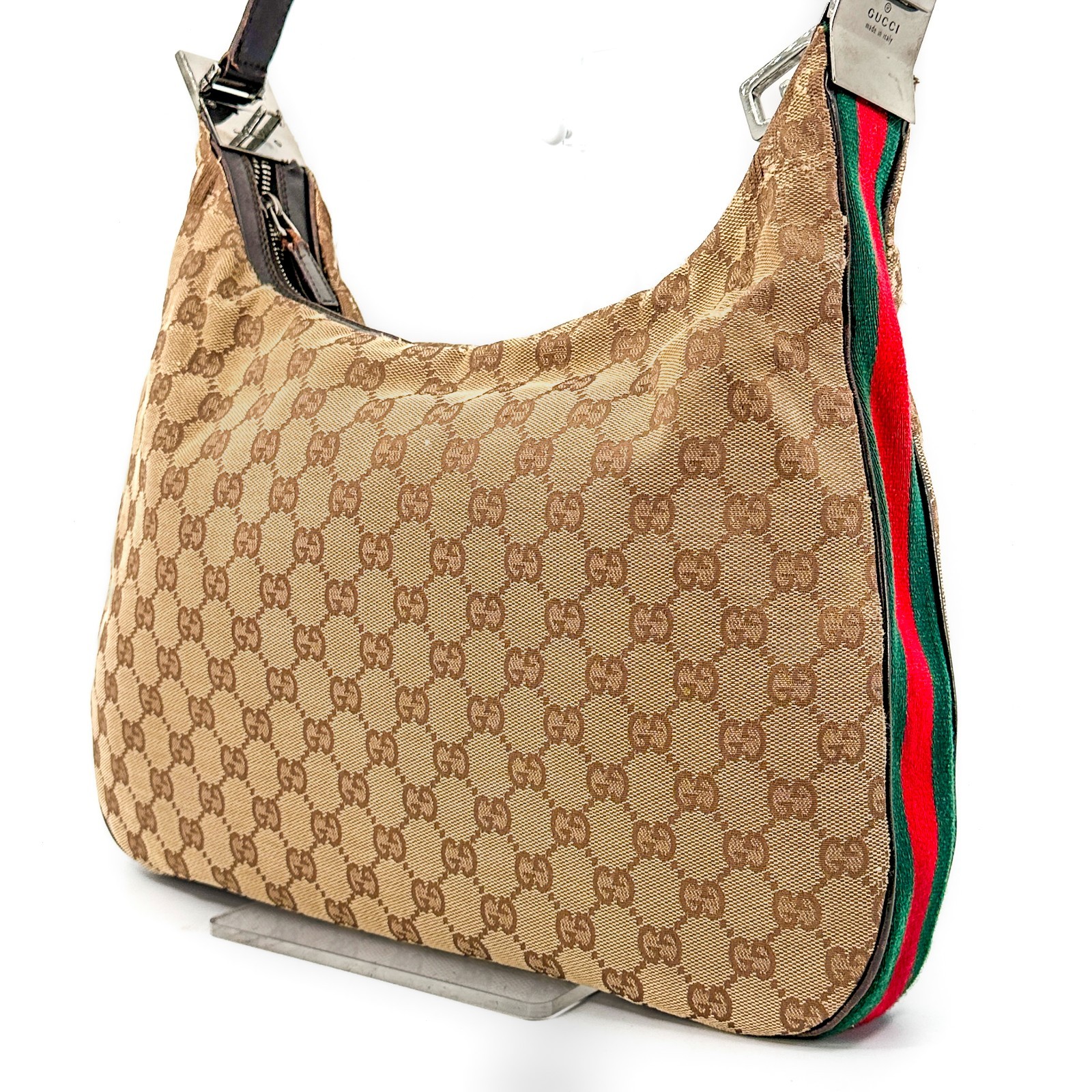 Gucci Sherry Line GG Canvas Leather Shoulder Bag 001.3341 Brown Authentic
