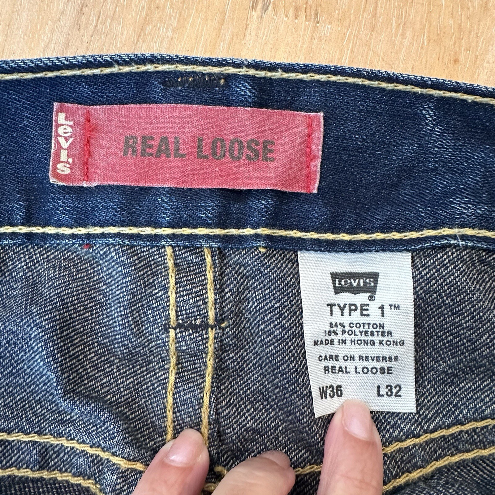 Vintage Levis Real Loose Type 1 Jeans Mens 36×32 Blue Classic American Y2K Baggy