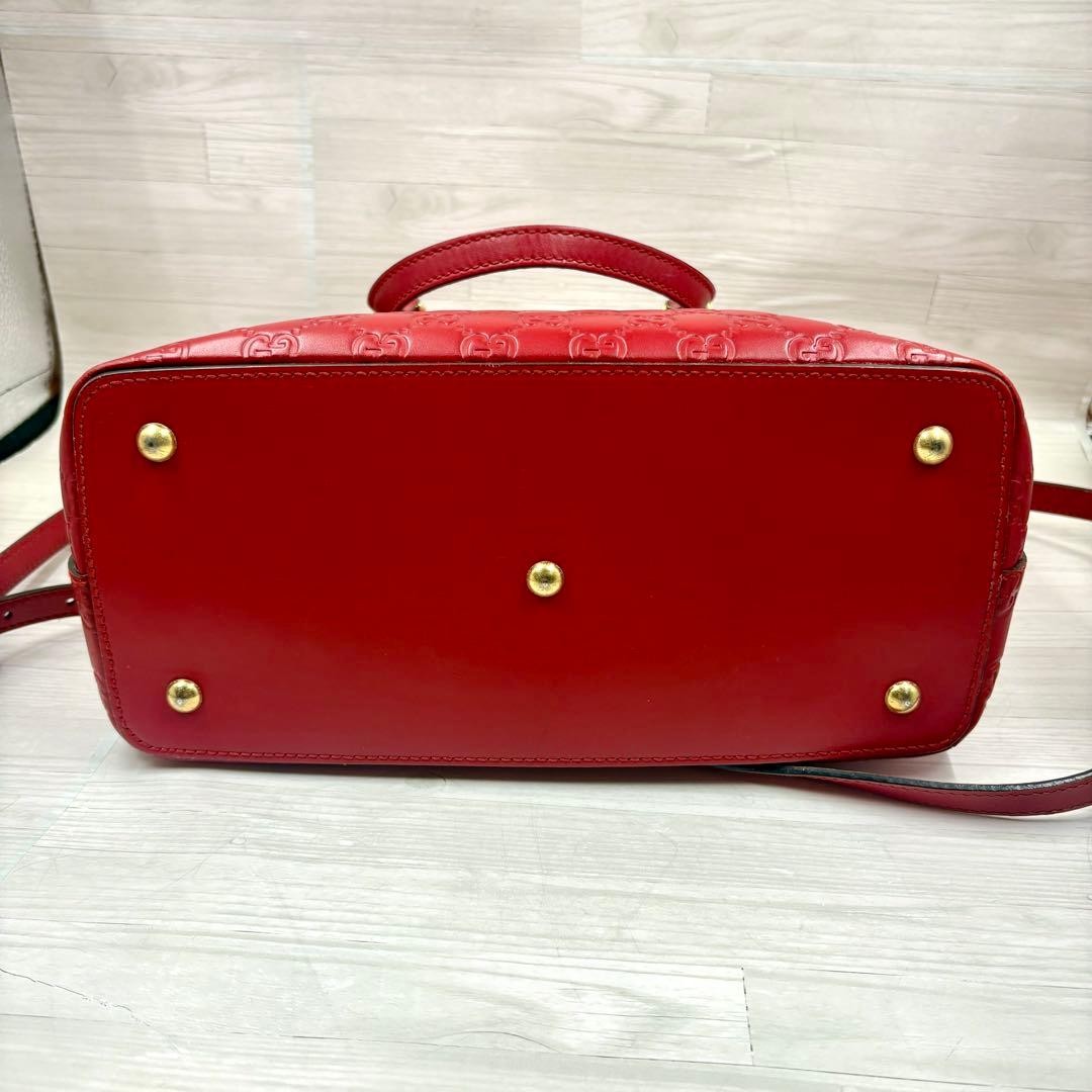 GUCCI Shoulder Bag Guccissima Red Leather Size: W11.4xH9.8 in. Strap: 43.3″