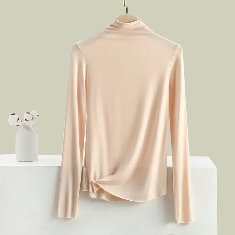 Hot Sale Womens Fashion hot tops High Neck T Shirt Undershirt Long Sleeve