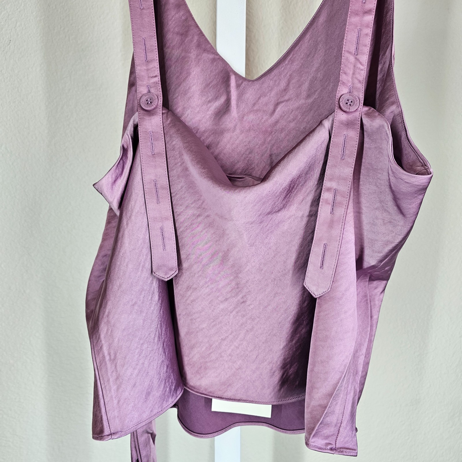Wildfang The Empower Satin Cami Tank Medium W Tie Mauve Purple NEW