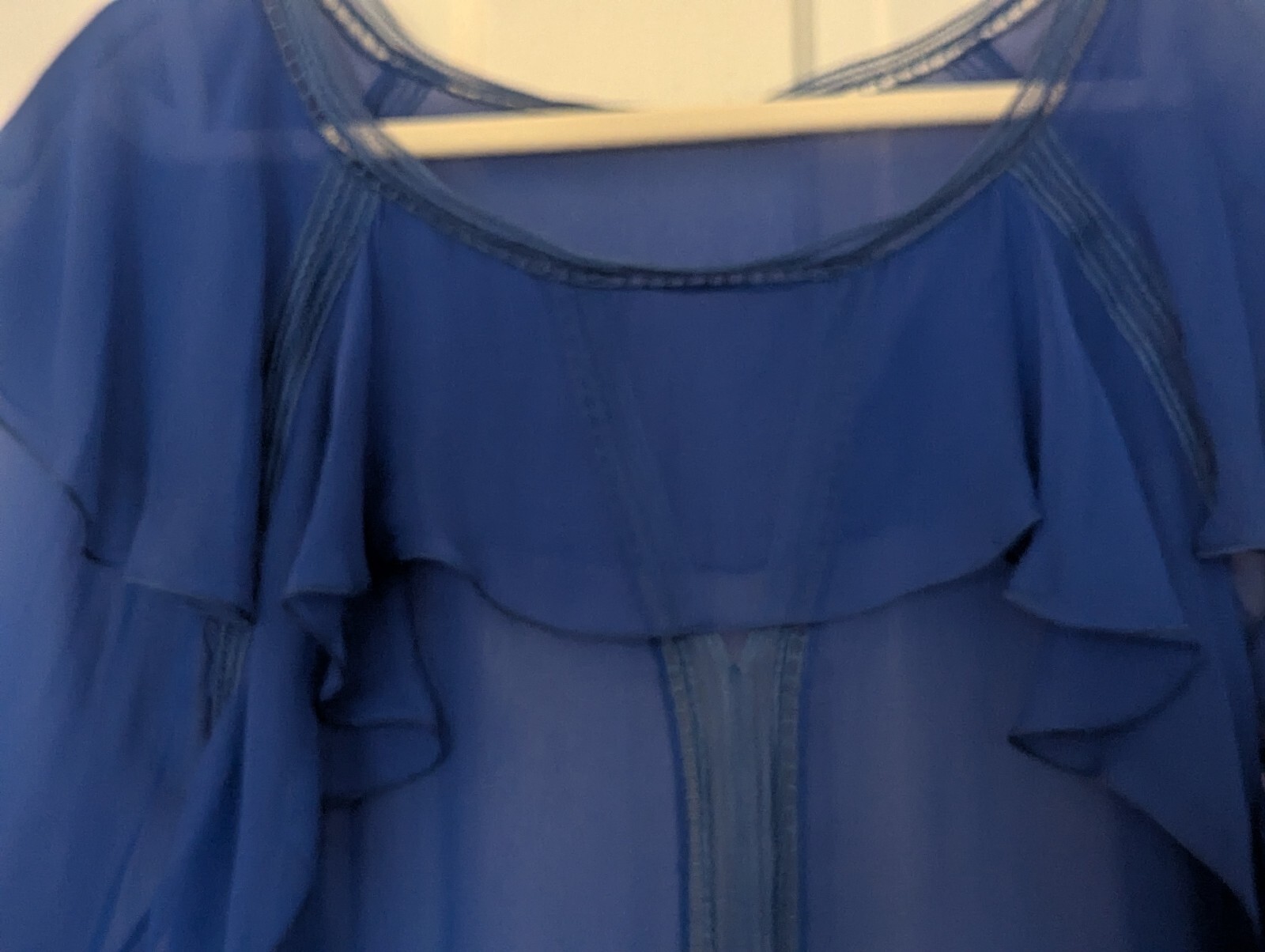 NWT ALBERTA FERRETTI COBALT BLUE SHEER 100% SILK RUFFLE PEPLUM BLOUSE US 4 IT 40