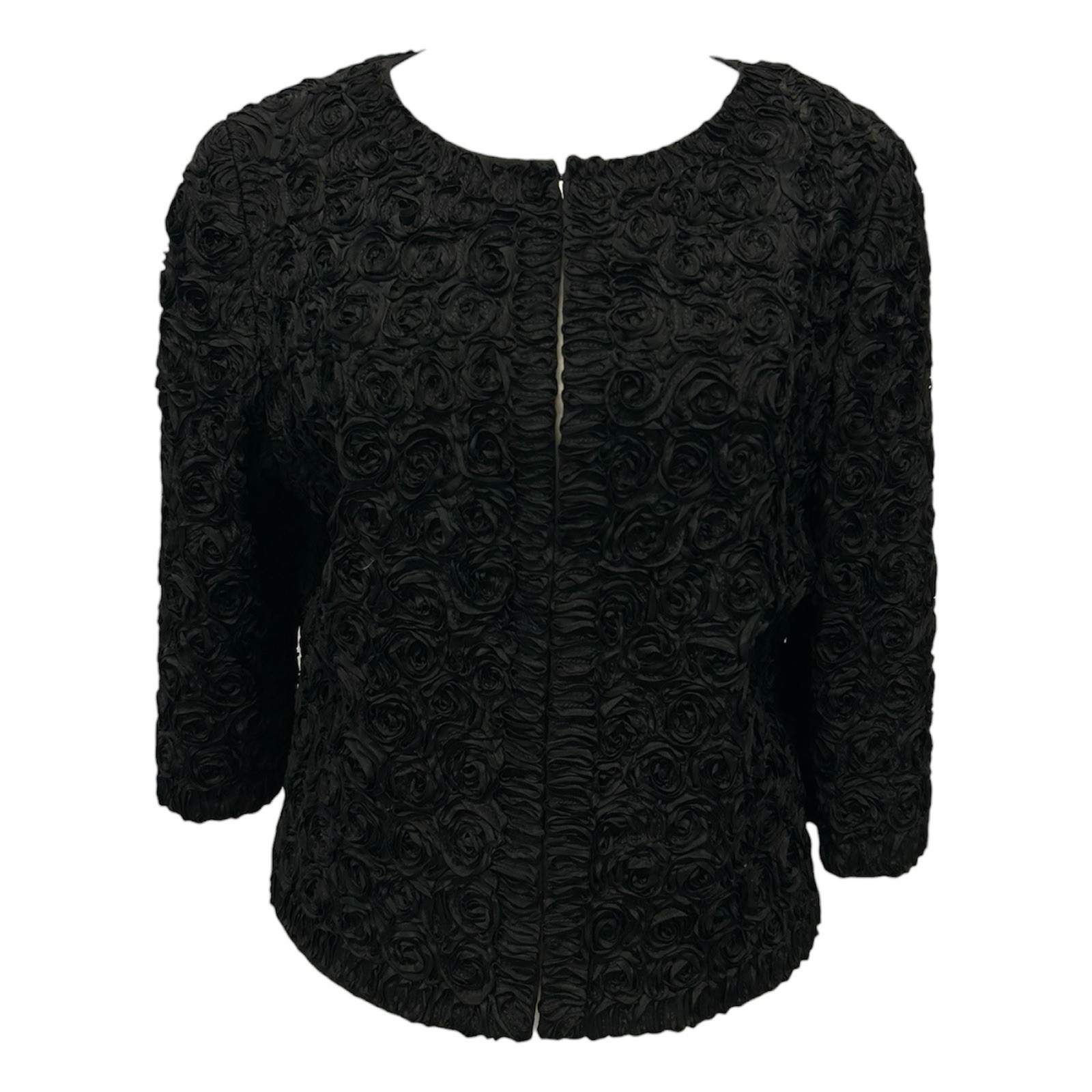 VTG 50s/60s Robinson’s California Rose Floral Black Textured Jacket Women’s S/M