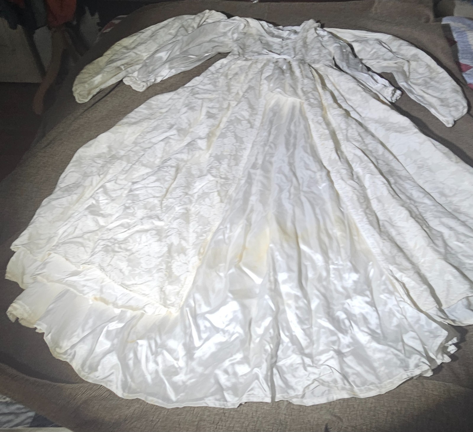 Handmade Wedding Gown / Ren-Faire Costume – White Brocade – 20 years in storage!