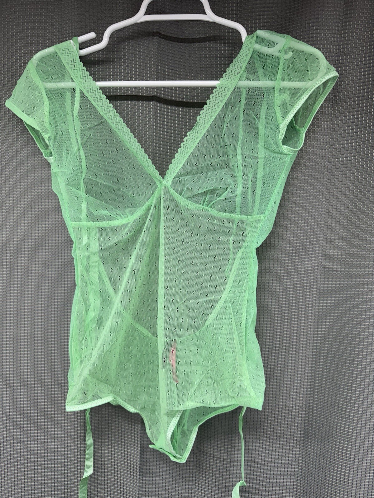 Seven Til Midnight Women’s Open Back Mesh Teddy – Mint Green – One Size – New