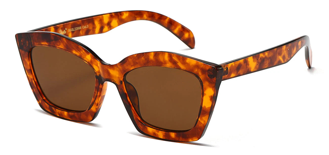 Women’s Designer Geometric Sunglasses Tortoise Shell Frame Brown Lens Tinted