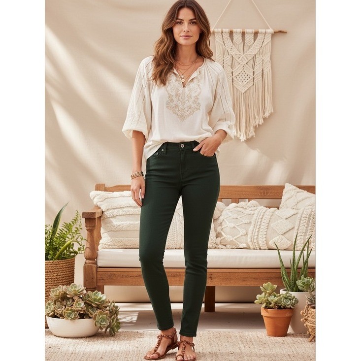 rag & bone Legging Jeans 28 Scarab Dark Green Skinny Stretch Jegging Ankle