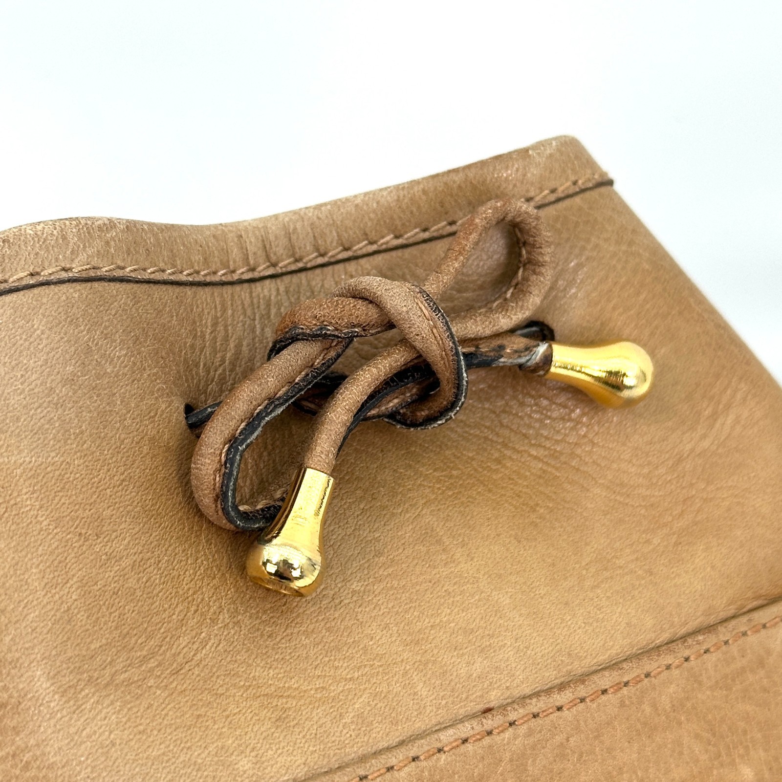 Gucci Vintage Black Brown Canvas Leather Drawstring Mini Bucket Bag Mcro GG Auth