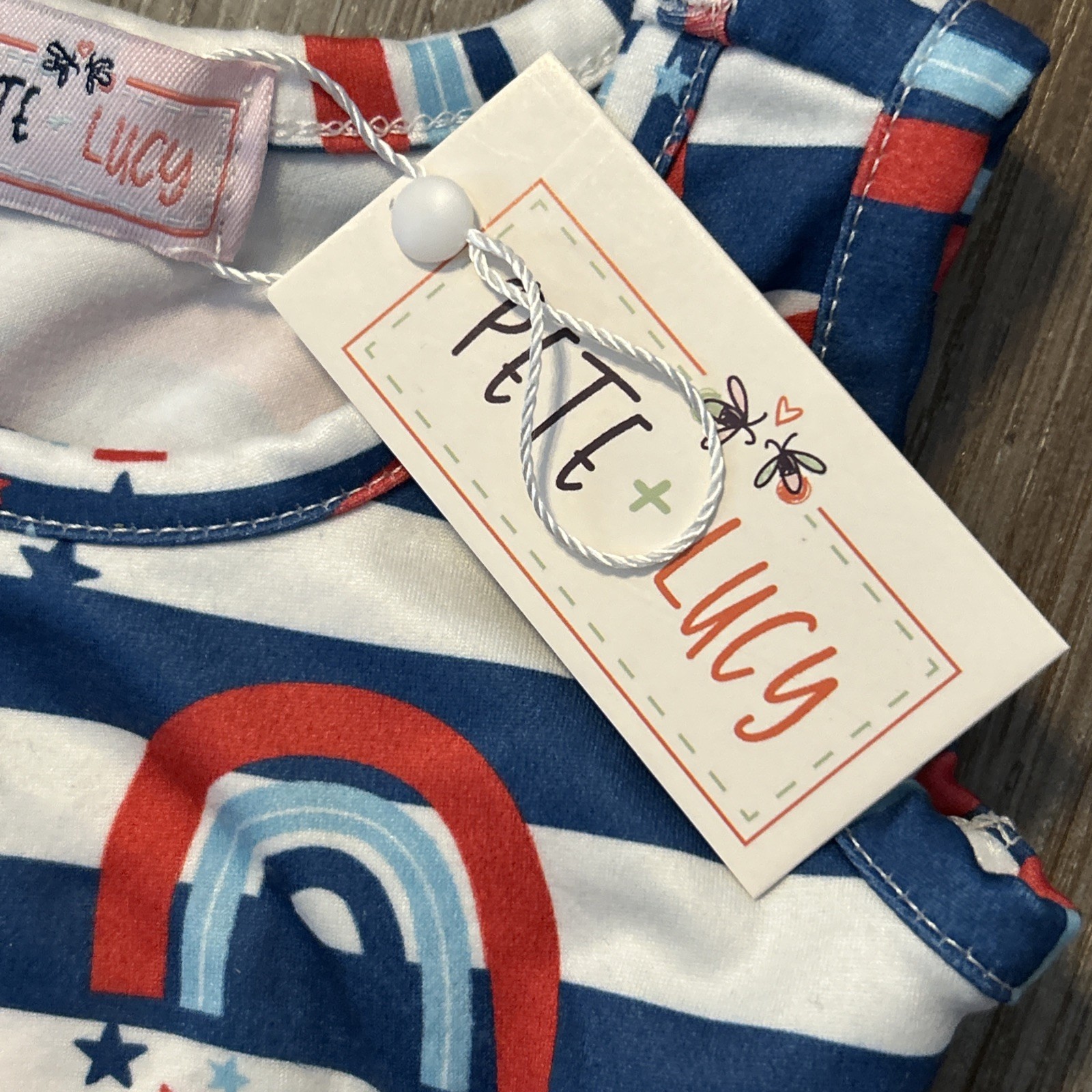 Pete And Lucy 0/3 Months Dress Rainbows Red White Blue Patriotic NWT