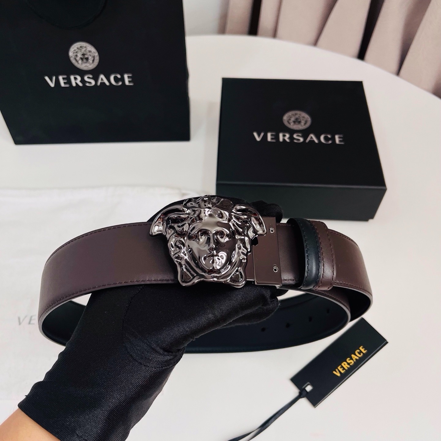 Authentic Versace La Medusa Men’s Leather Belt