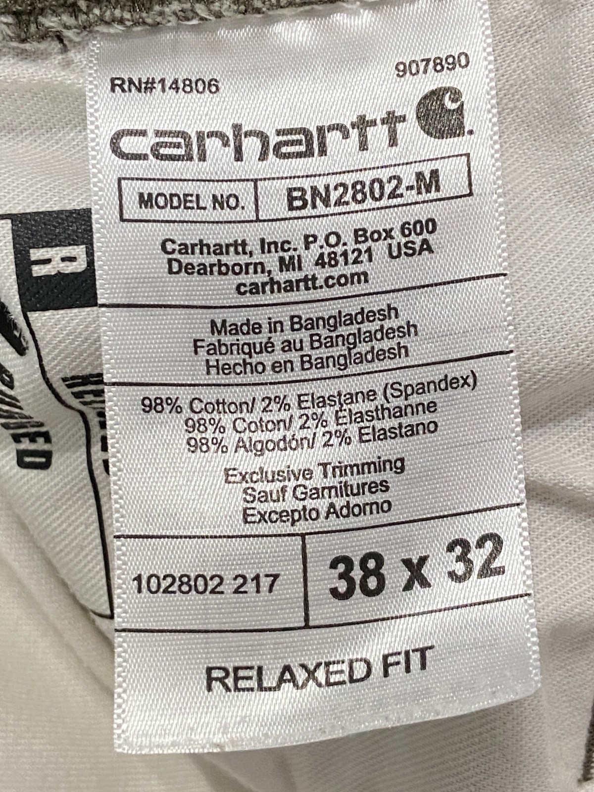 Carhartt 102802 Tarmac Gray Rugged Flex Double Front Pants 38×32 Distressed