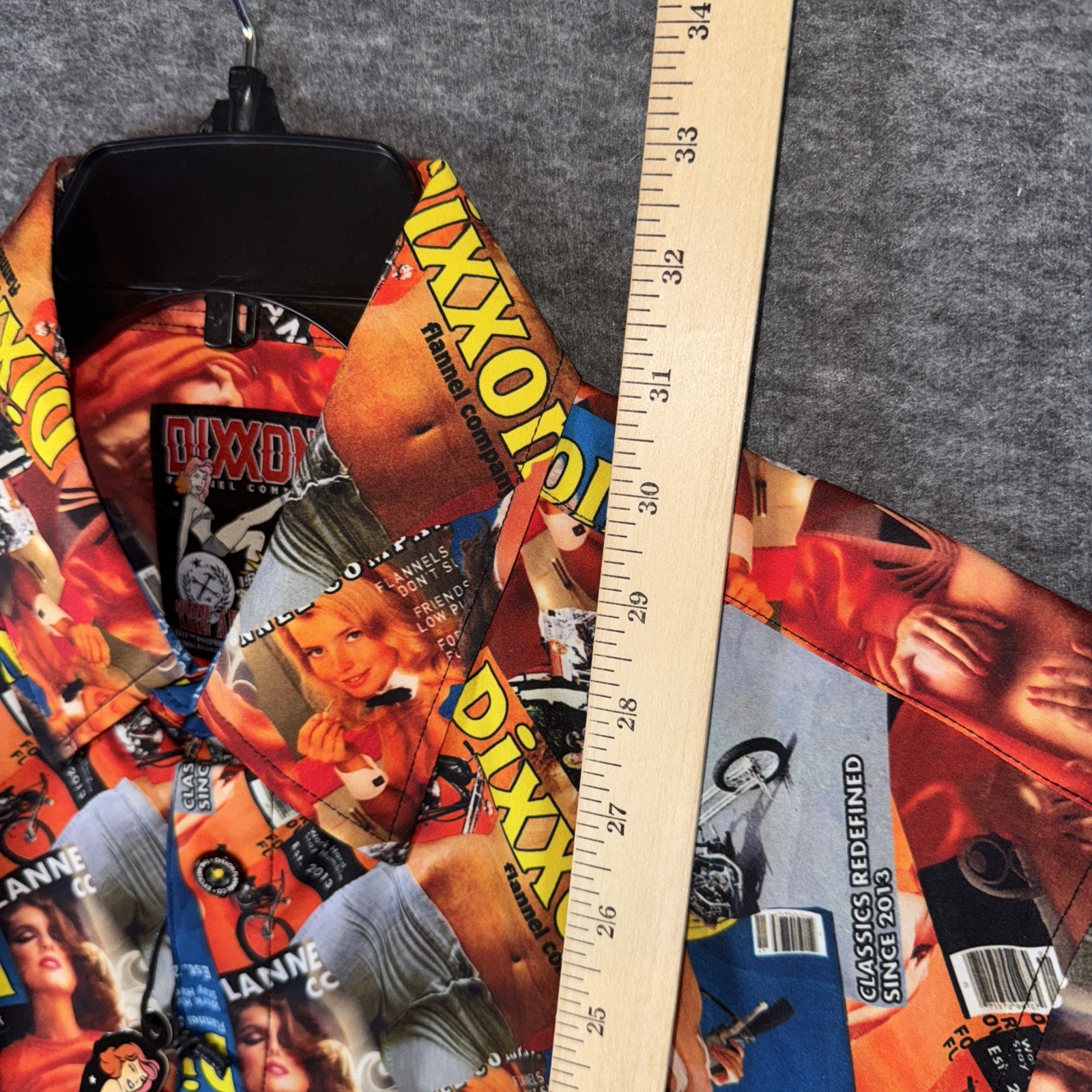 Dixxon Flannel Co Party Shirt THE ARTICLES Button Up Magazine Pin Up Sz L NEW