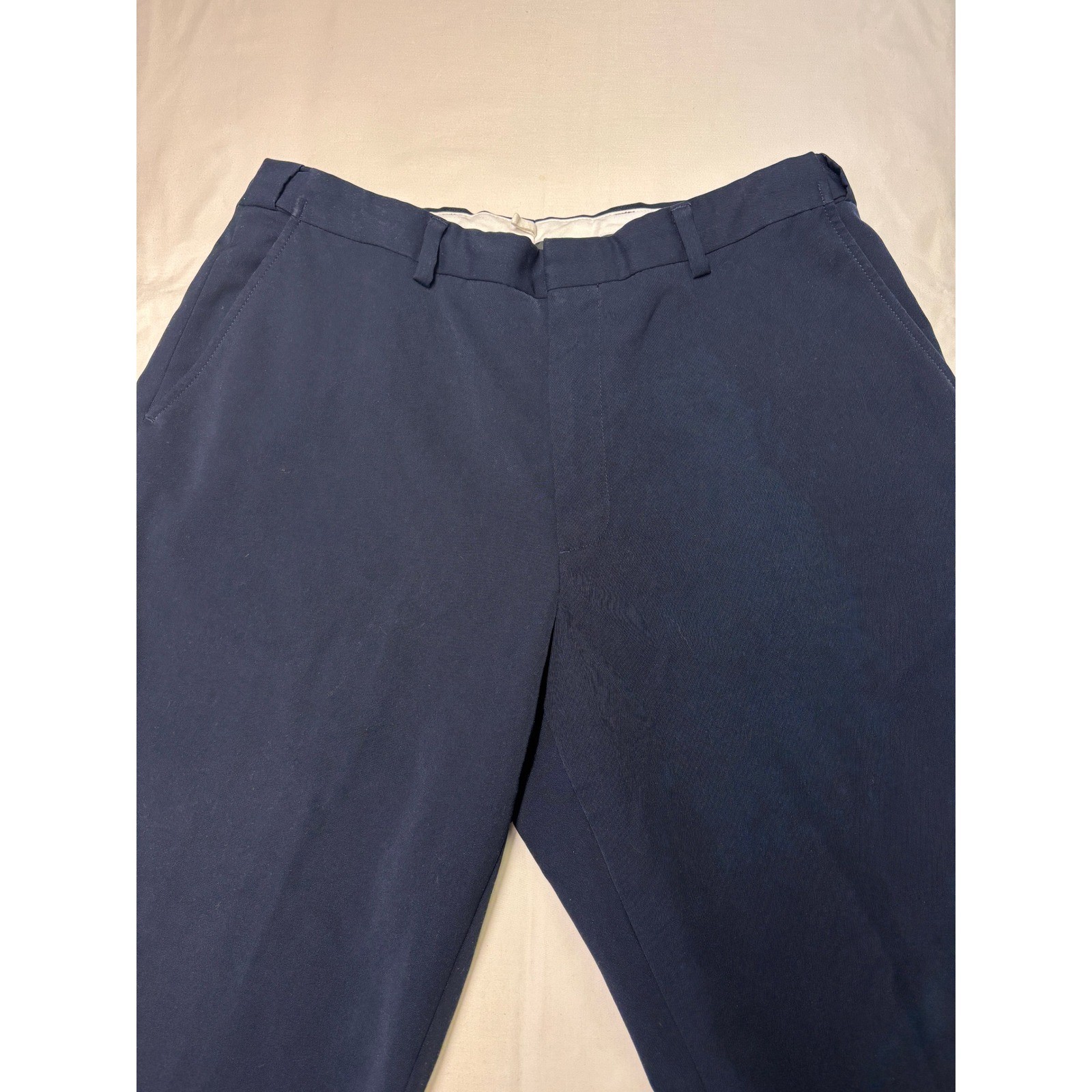 LL Bean Mens Navy Polyester Dress Pants Waist 36 Inseam 30 Flat Front YKK Zip