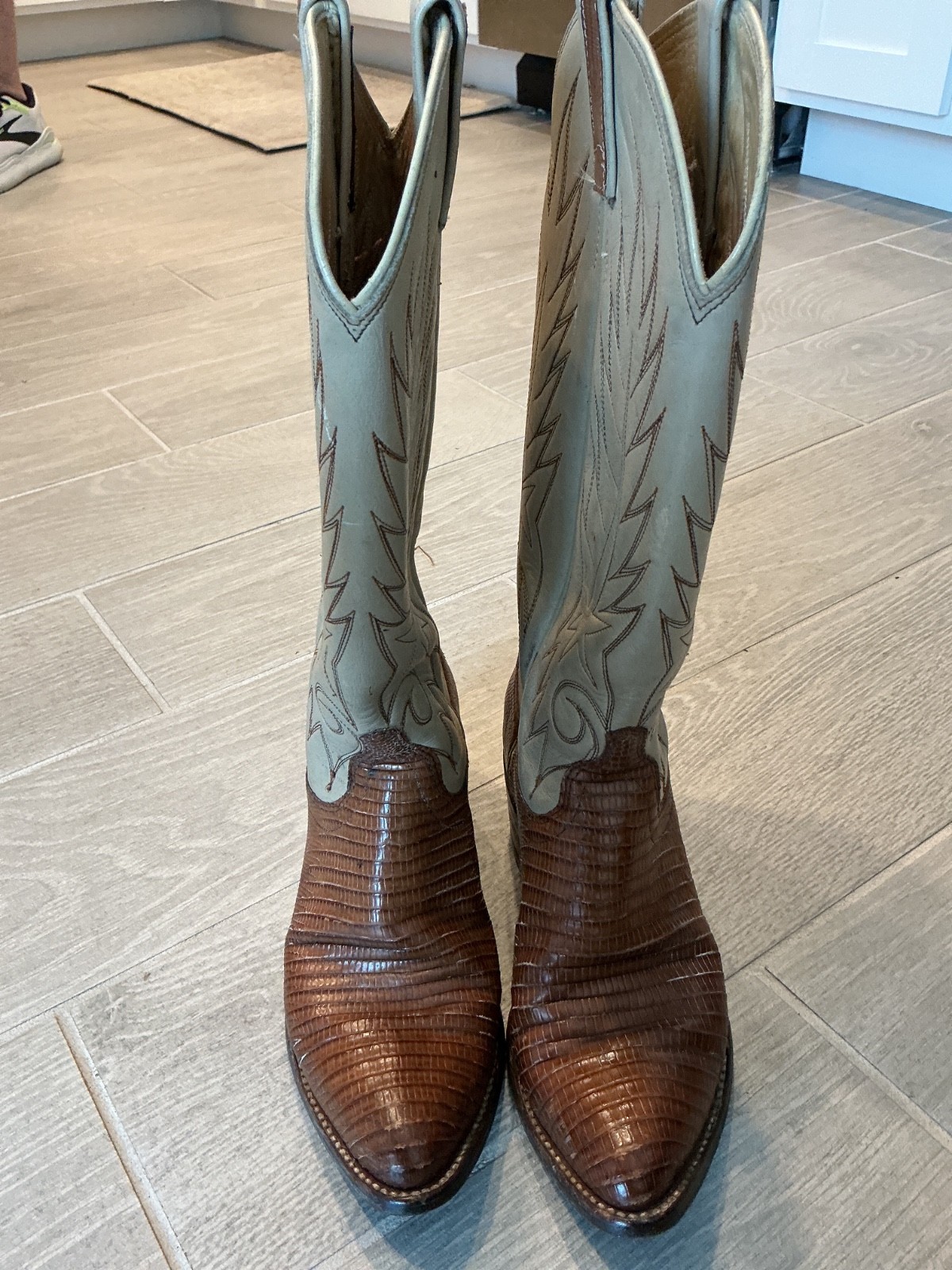 Dan Post Beige Brown Lizard Western Cowgirl Boots 4248 Sz 5.5D