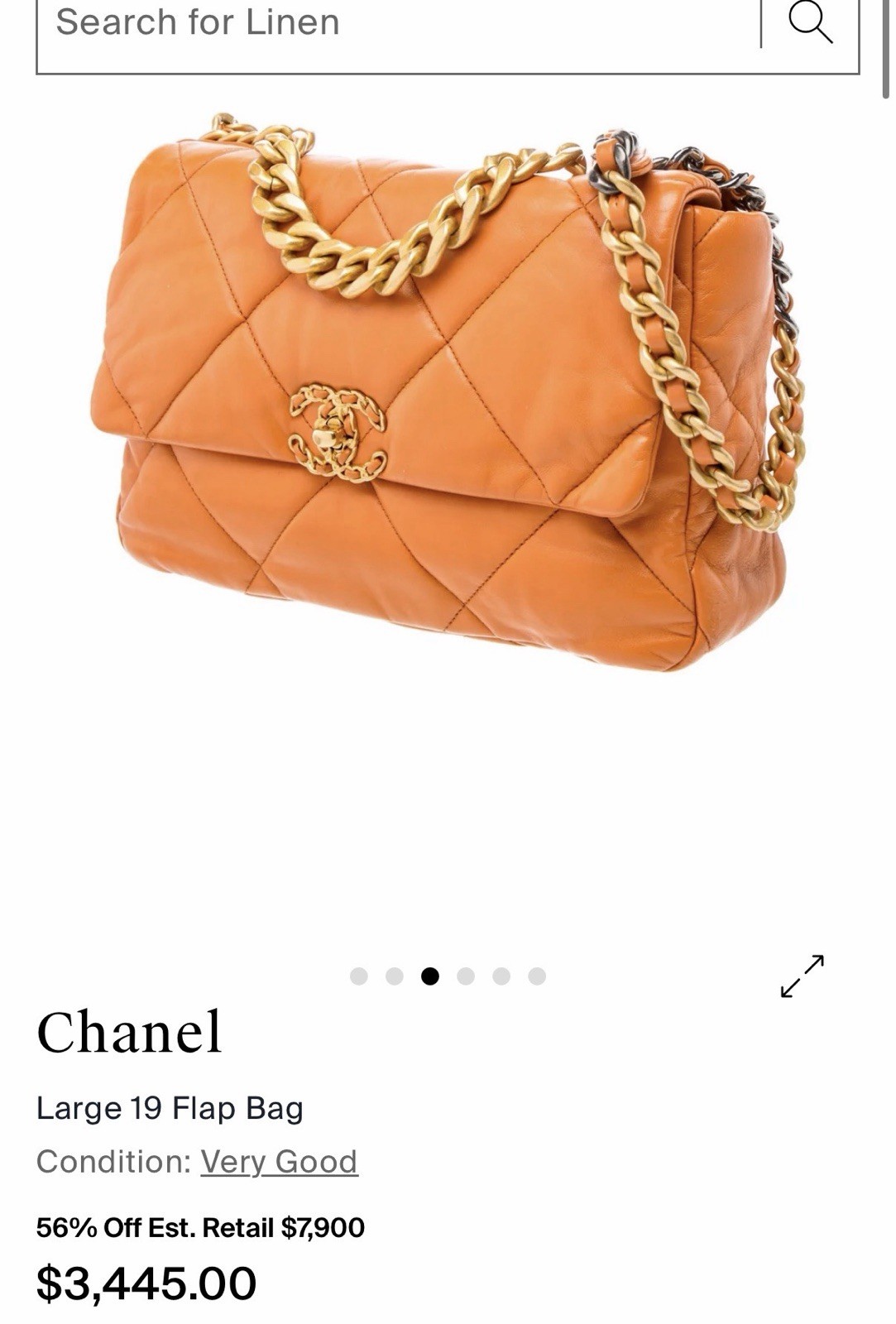 CHANEL 19 Large Quilted Flap Bag Orange/Caramel Gold-Tone Chain Strap