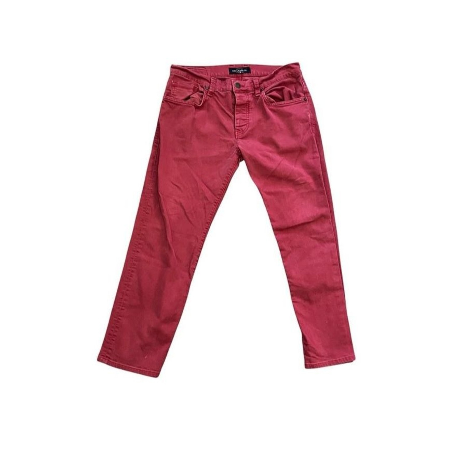 Mavi Pierre Straight Leg Jeans Red Garment Dyed Stretch Denim 34×32