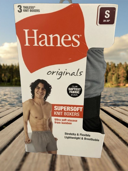 Hanes Men’s Size S 28-30 Boxer Briefs 3-Pack Supersoft Made Viscose From Bamboo