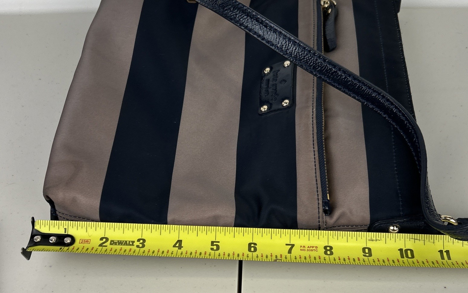 Kate Spade Nylon Crossbody Purse Navy & Taupe with Navy Leather Adjustable Strap