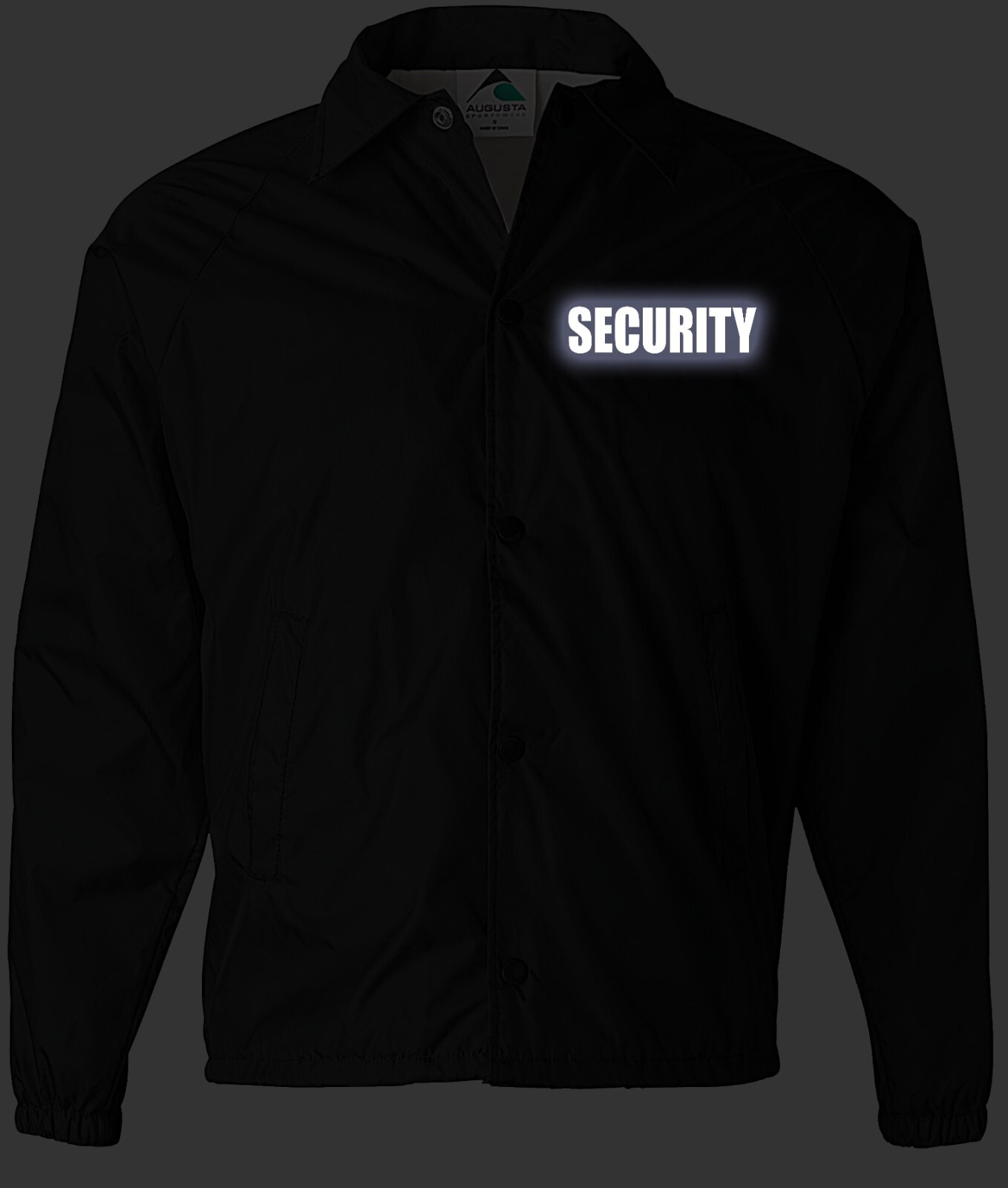 Security windbreaker jacket with Reflective decoration both left chest and back.