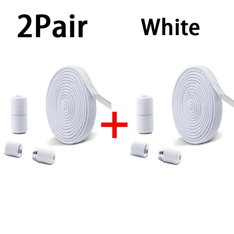 1/2 Pair Flat Elastic Shoe Laces Kids Adult Quick Shoelace Metal Capsule Buckle