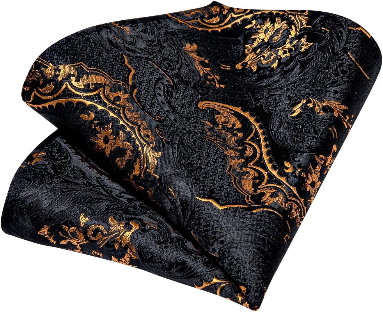 Mens Tie Set Silk Solid Paisley Necktie and Pocket Square Cufflinks Classic Form
