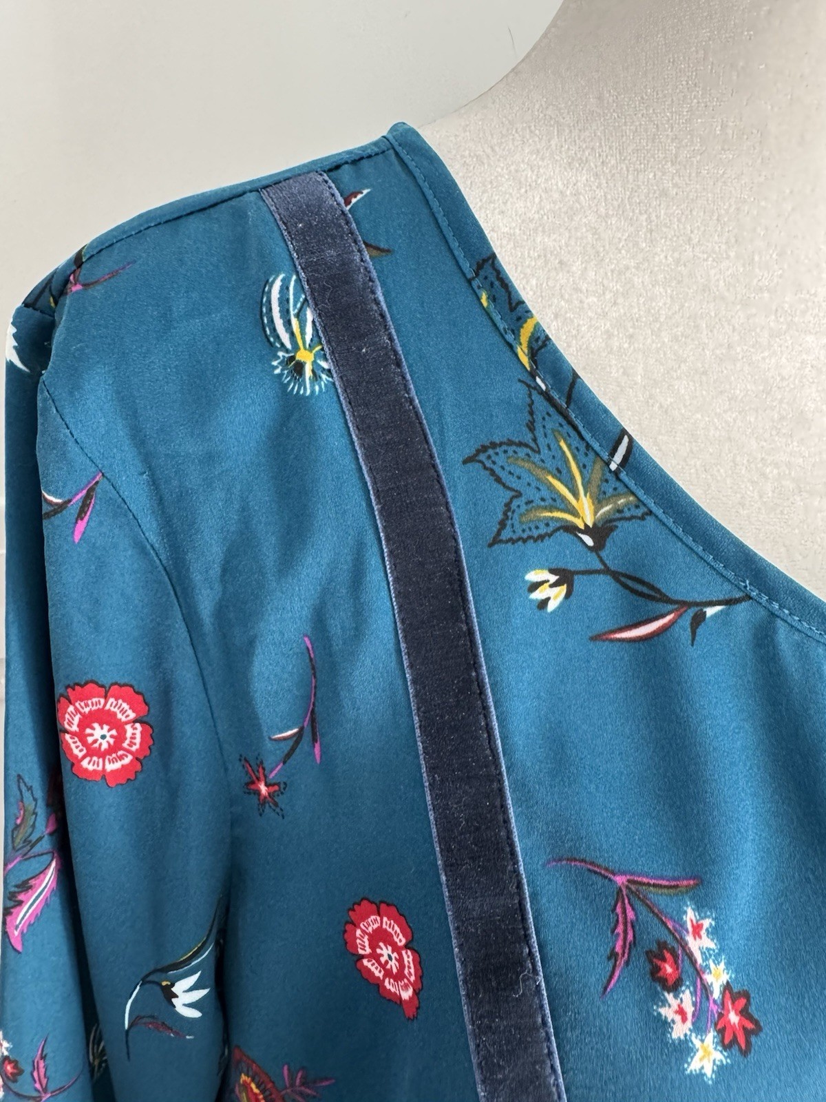 Old Navy Women’s Blue Floral Long Sleeve Pleated Ruffle Hem A Line Dress NEW