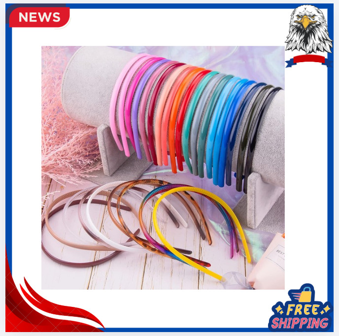 30pcs Thin Plastic Headbands Colorful with Teeth 0.8cm