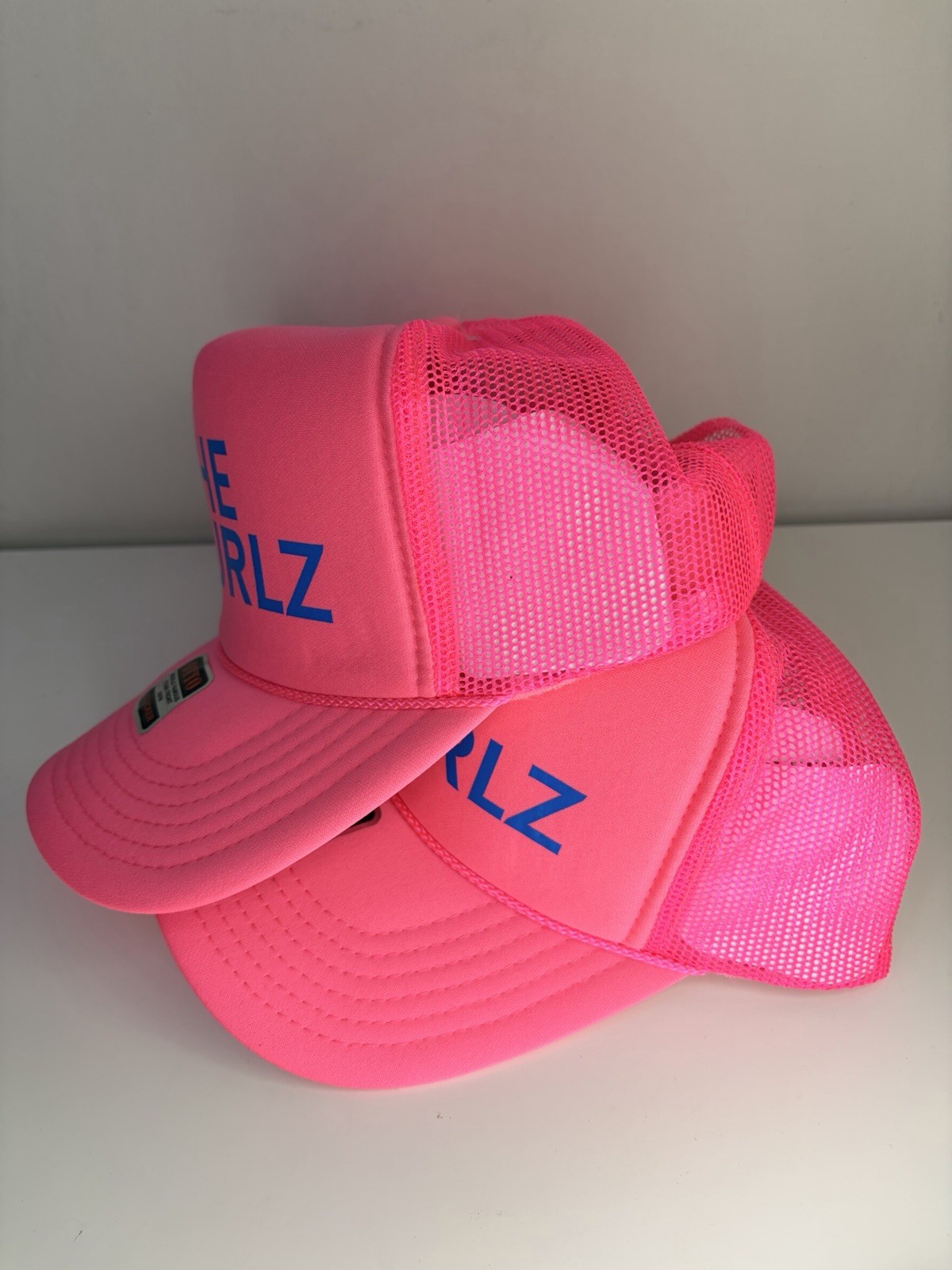 Becky Robinson “THE GIEURLZ” Matching Trucker Hats Neon Pink Best Friends Set 2