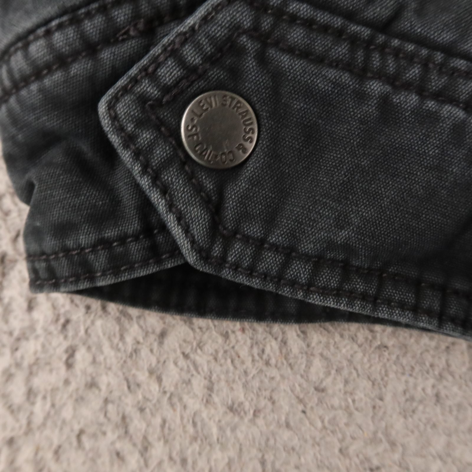 Levis Jacket Mens M Black 100% Cotton Duck Canvas Fleece Lined Military Field