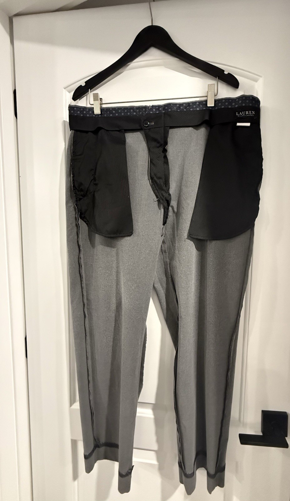 Lauren RL Men’s Gray Slim Tapered Flat Front Dress Pants 38W + White Shirt