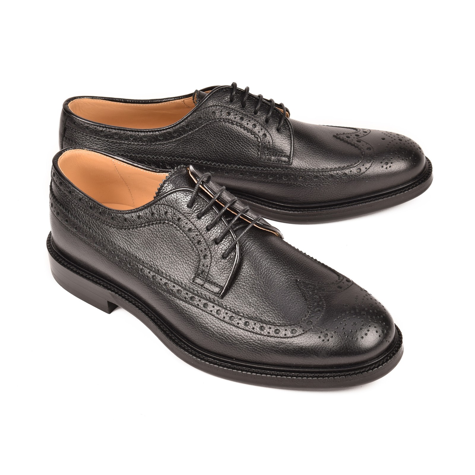 BRUNELLO CUCINELLI MEN’S BLACK LEATHER BROGUE SHOES MSRP $1535