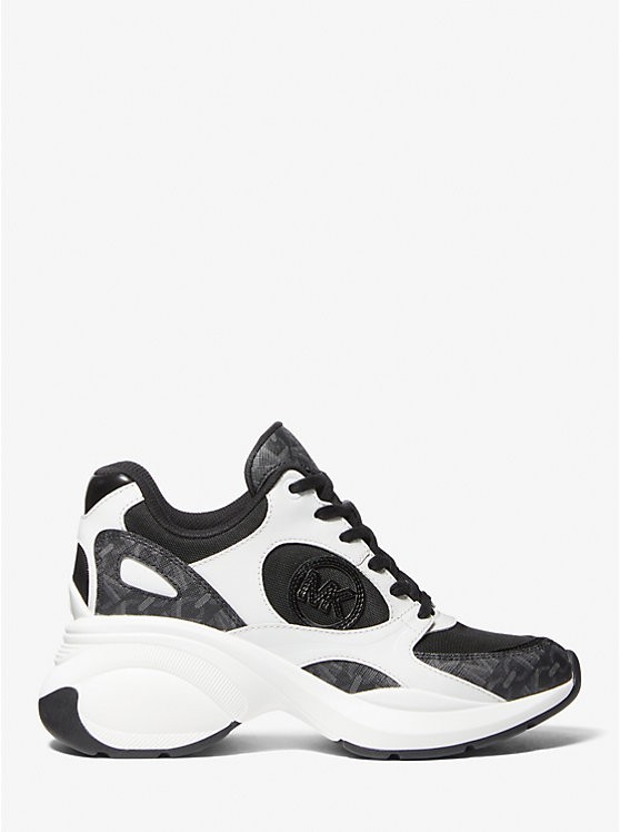 MICHAEL KORS Zuma Trainer Sneakers Empire Signature Logo & Mesh Trainer Size 7M