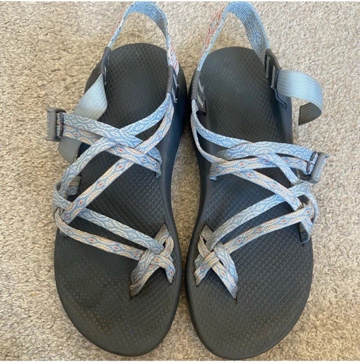 Chaco Women’s US 11 Strappy Sandals Adjustable Buckle Gray/Blue Geometric